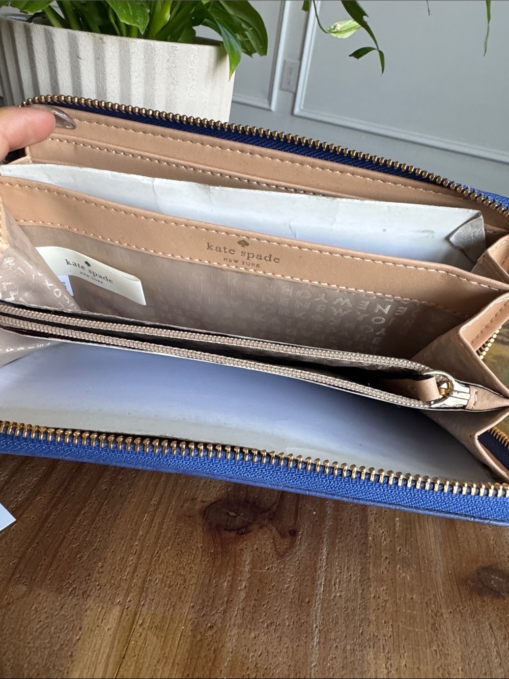 kate spade Croc-Embossed Zip Wallet in Cobalt Blue - Picture 3 of 3